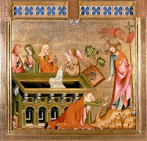 Three women at Christ’s empty tomb and his appearance to Mary Magdalene is depicted in a 14th-century painting from Austria. CNS / Erich Lessing, Art Resource, New York