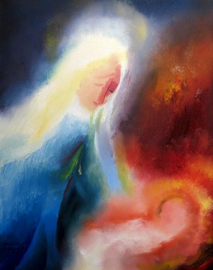 Mary and the infant Jesus are depicted in the painting "The Holy Mother & Child" by Stephen B. Whatley, an expressionist artist based in London. CNS/Stephen B. Whatley