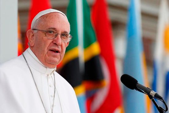 Pope Francis gives an address from Independence Hall in Philadelphia Sept. 26. CNS photo/Paul Haring