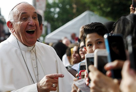 Pope Francis arrives at Our Lady Queen of Angels School in the East Harlem area of New York Sept. 25. CNS