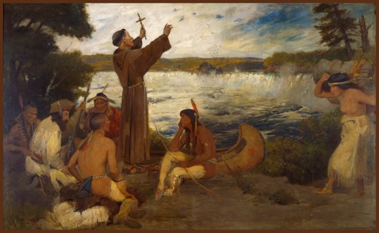 “Father Hennepin Discovering the Falls of St. Anthony” by Douglas Volk, c. 1905. Courtesy the State of Minnesota