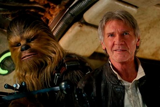 Chewbacca, played by Peter Mayhew, and Harrison Ford star in a scene from the movie "Star Wars: The Force Awakens." The Catholic News Service classification is A-II -- adults and adolescents. The Motion Picture Association of America rating is PG-13 -- parents strongly cautioned. Some material may be inappropriate for children under 13. CNS photo/Disney