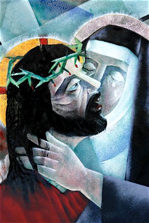 Jesus meets his mother in this depiction of the fourth station of the Way of the Cross by American artist Virgil Cantini. CNS file photo/Bob Roller