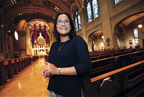 Rafiann Olchefske, a catechumen at the Basilica of St. Mary in Minneapolis, likes the welcoming atmsophere there and looks forward to joining the Catholic Church at the Easter Vigil Mass at the Basilica March 26. “My heart is with the Basilica,” she said. Dave Hrbacek/The Catholic Spirit