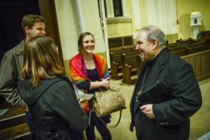 Archbishop with students