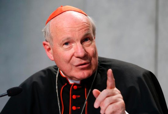 Austrian Cardinal Christoph Schonborn speaks during a news conference for the release of Pope Francis' apostolic exhortation on the family, "Amoris Laetitia" ("The Joy of Love"), at the Vatican April 8. The exhortation is the concluding document of the 2014 and 2015 synods of bishops on the family. CNS photo/Paul Haring