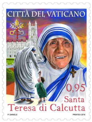 The Vatican will anticipate the canonization of Blessed Teresa of Kolkata with this special postage stamp, which will be released Sept. 2, two days before Pope Francis officially declares her a saint. CNS photo/courtesy Vatican Philatelic and Numismatic Office