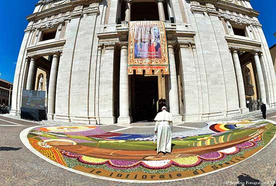 Pope Francis enters the Basilica of St. Mary of the Angels in Assisi, Italy, Aug. 4. CNS/L'Osservatore Romano 