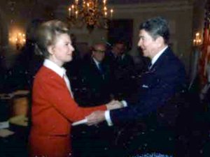 Schlafly with Ronald Reagan in 1987