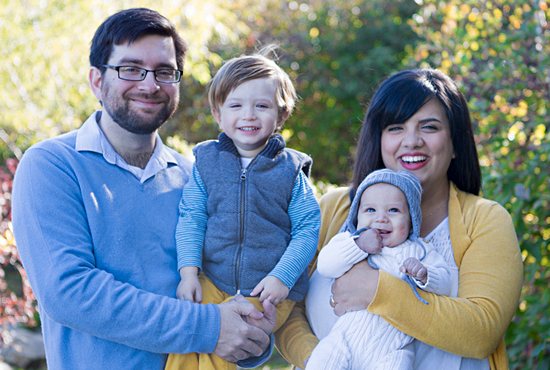 Parishioners of St. Agnes in St. Paul, Jacqui Skemp and her husband, Ian, pose for a family photo with their two sons. In addition to her blog, she writes for the Catholic online ministry Blessed Is She. Courtesy Jacqui Skemp