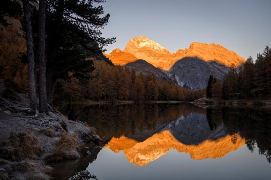 Lai da Palpuogna in Preda, Switzerland, is seen at sunrise Oct. 30. Pope Francis said during his morning Mass Nov. 10 that the kingdom of God grows through hope and not by reducing it to a form of entertainment. CNS photo/Gian Ehrenzeller, EPA
