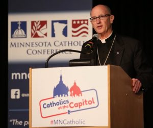 Bishop James Conley of Lincoln, Nebraska, offers encouragement to Catholics during his talk at Catholics at the Capitol March 9. Dave Hrbacek/The Catholic 