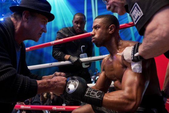 Sylvester Stallone, Wood Harris, Michael B. Jordan and Jacob Duran star in a scene from the movie "Creed II." The Catholic News Service classification is A-III -- adults. The Motion Picture Association of America rating is PG-13 -- parents strongly cautioned. Some material may be inappropriate for children under 13.
