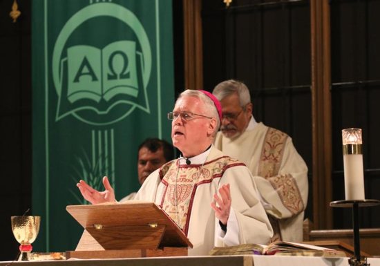In this 2015 file photo, New York Auxiliary Bishop John J. Jenik celebrates Mass at St. John-Visitation Church in the Kingsbridge section of the Bronx borough of New York. He has been removed from public ministry pending a Vatican review of a decades-old accusation of sexual abuse against him, a claim he denies, the Archdiocese of New York said in a letter 