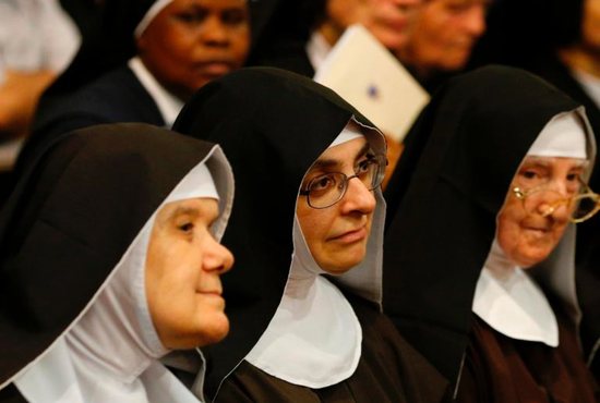Nuns attend Pope Francis' meeting with priests, seminarians and religious at the cathedral in Palermo, Sicily, Sept. 15. The pope has asked people to give thanks to God for the gift of so many men and woman living a cloistered life of total dedication to prayer.