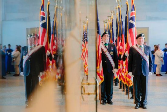 Members of Fourth Degree Knights of Columbus Honor Guard are seen Nov. 11 at the St. John Paul II National Shrine in Washington. The Mass marked the 100th anniversary of the end of World War I. 