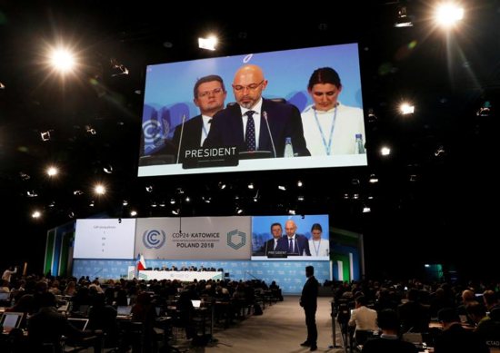 COP24 President Michal Kurtyka speaks during a final session of the U.N. climate change conference in Katowice, Poland, Dec. 15.