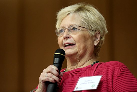 Former Wisconsin Supreme Court Justice Janine Geske talks about restorative justice at Fall Formation Day Nov. 29 at Guardian Angels in Oakdale.