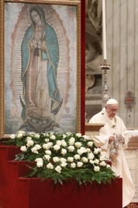 Pope Francis celebrates Mass Dec. 12 marking the feast of Our Lady of Guadalupe in St. Peter's Basilica at the Vatican.