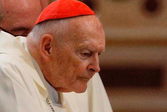 Then-Cardinal Theodore E. McCarrick attends a Mass in Rome April 13. The prelate, no longer a member of the College of Cardinals, has been accused of abusing a minor decades ago when he was a priest and being sexually inappropriate with seminarians in more recent years as a bishop. He has denied the allegations but his case roiled the U.S. Catholic Church in 2018 amid a growing abuse crisis.