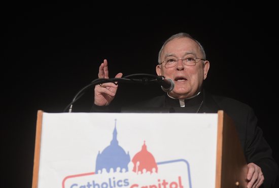 Archbishop Charles Chaput of Philadelphia speaks during the 2019 Catholic at the capitol event Feb. 19 in St. Paul.