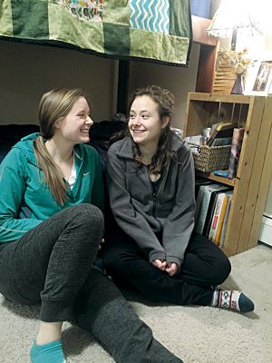Clare, left, and Sarah Reinhardt are together at North Dakota State University in Fargo, N.D.,  two of seven Reinhardt children who have graduated or are in college.