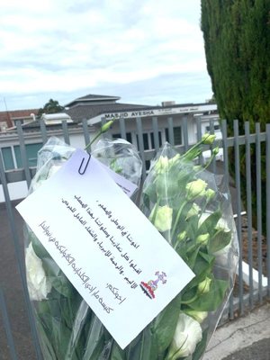Members of the Chaldean Catholic community in Papatoetoe, New Zealand, placed flowers and a tribute outside Ayesha Mosque after the March 15, 2019, attacks on two mosques in Christchurch. The message reads in part: "Please accept our prayer and condolences in this terrible, painful time. God have mercy on the people and we pray for the injured ones. Your brothers, St. Addai Catholic Church, New Zealand."