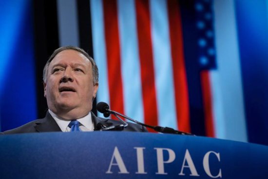 U.S. Secretary of State Mike Pompeo speaks at the American Israel Public Affairs Committee policy conference in Washington March 25, 2019. At a news briefing at the State Department March 26, Pompeo announced the Trump administration is expanding the "Mexico City Policy" that prohibits foreign aid for groups that perform or promote abortion.