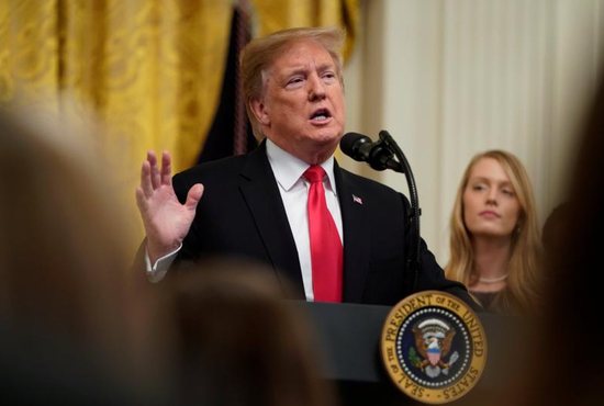 President Donald Trump speaks at the White House March 21, 2019, during a signing ceremony for an executive order to "improve transparency and promote free speech in higher education."