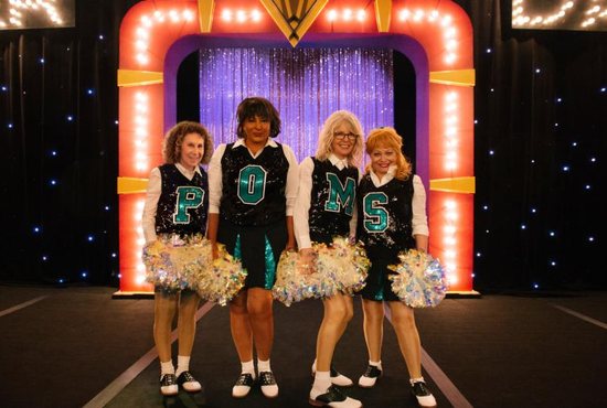 Rhea Perlman, Pam Grier, Diane Keaton, and Jacki Weaver appear in the movie "Poms." The Catholic News Service classification is A-III -- adults. The Motion Picture Association of America rating is PG-13 -- parents strongly cautioned. Some material may be inappropriate for children under 13.