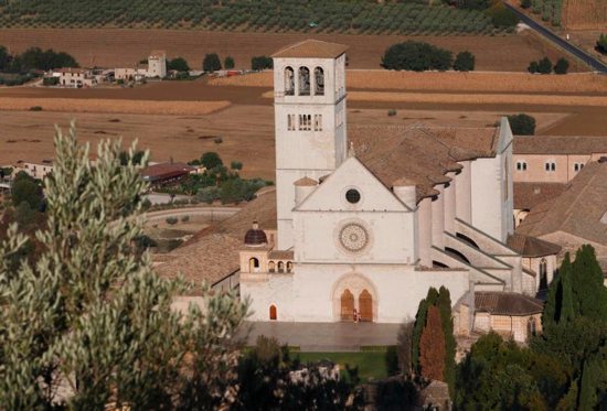 The Basilica of St. Francis is seen in Assisi, Italy, Sept. 6, 2011. Pope Francis has invited young economists and entrepreneurs to take part in an initiative to be launched in Assisi March 26-28, 2020. The initiative seeks to find new ways to do business, promote human dignity and protect the environment.