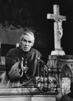 Archbishop Fulton J. Sheen is pictured in an undated file photo. The New York Court of Appeals, the state's highest court, in a June 7, 2019, ruling rejected a final appeal from the Archdiocese of New York and the trustees of St. Patrick's Cathedral. They had sought to keep the remains of the famed orator and media pioneer interred at St. Patrick's, where they have rested since after his death Dec. 9, 1979.