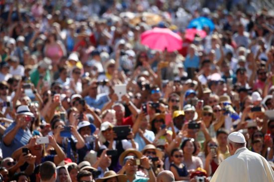 Pope Francis arrives for his general audience in St. Peter's Square