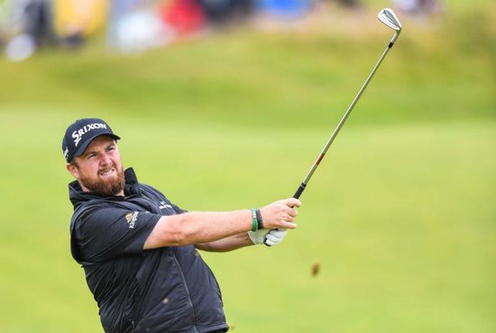Irish golfer Shane Lowry is seen at the 12th hole during the final round of the British Open 