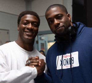 Actor Aldis Hodge and the real-life Brian Banks pose in an undated photo.