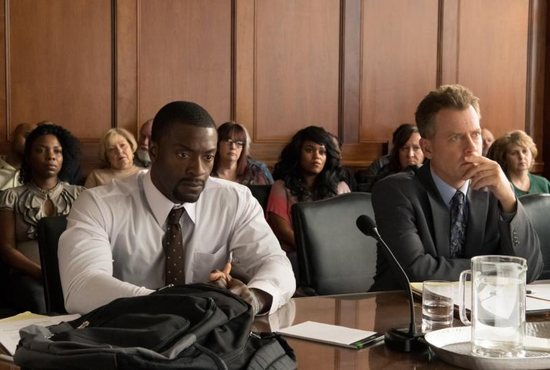 Aldis Hodge and Greg Kinnear star in a scene from the movie "Brian Banks."