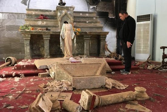 A Catholic Church destroyed by Islamic State militants