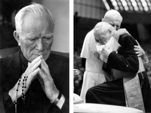 Pope John Paul II and Cardinal Stefan Wyszynski are pictured in a combination photo.