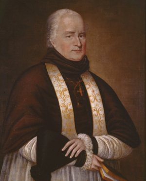 An oil painting of Archbishop John Carroll was completed in the early 19th century by Joshua Johnson. 