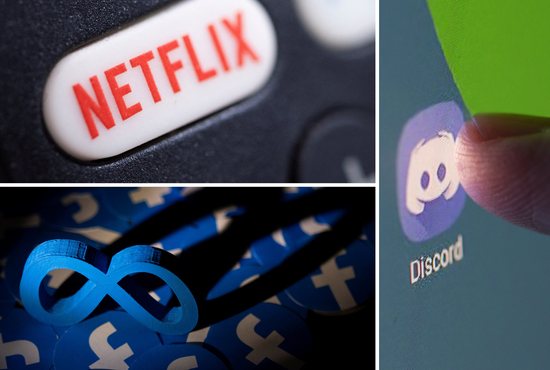 Netflix, Discord and Meta and Facebook logos are seen in this combination photo from Reuters files. 
