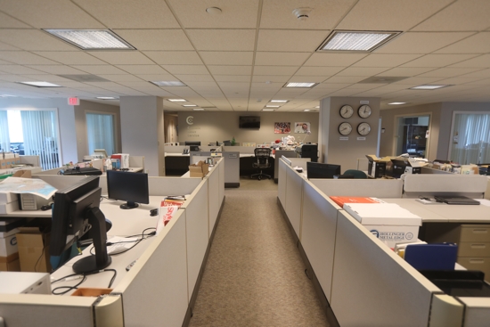An empty Catholic News Service newsroom is pictured at the headquarters of the U.S. Conference of Catholic Bishops in Washington May 4, 2022. The USCCB announced to staff May 4 a dramatic reorganization of its communications department, including the closure of the Washington and New York offices of CNS.
